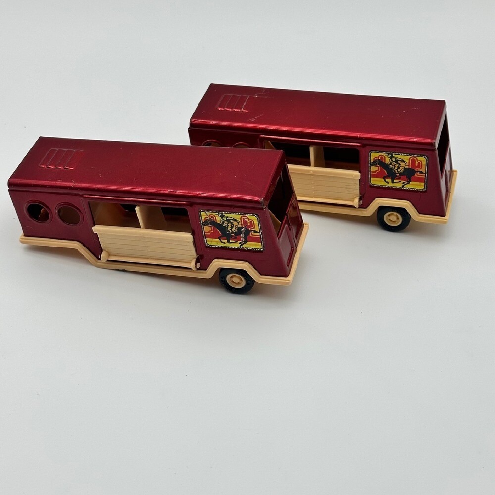 Vintage‎ Buddy L Horse Trailer Set 1980 Metallic Red Die-Cast Japan 2pc